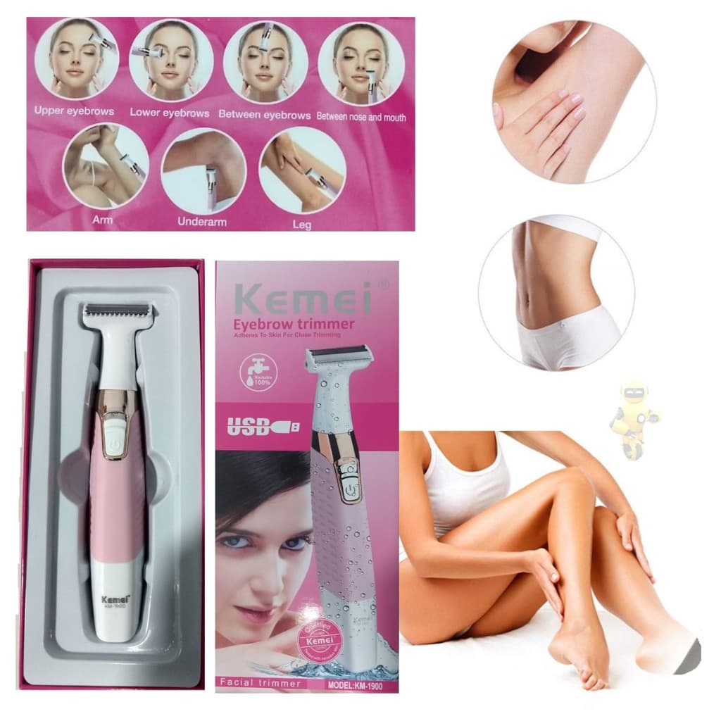 Depilador Aparador de Pelos Elétrico Feminino Unissex Recarregável KM-1900 Lavável