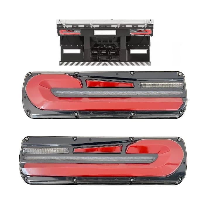 Par Lanterna 46cm 12/24V LED Moderna Seta Sequêncial Para Caminhões Carretas KLX