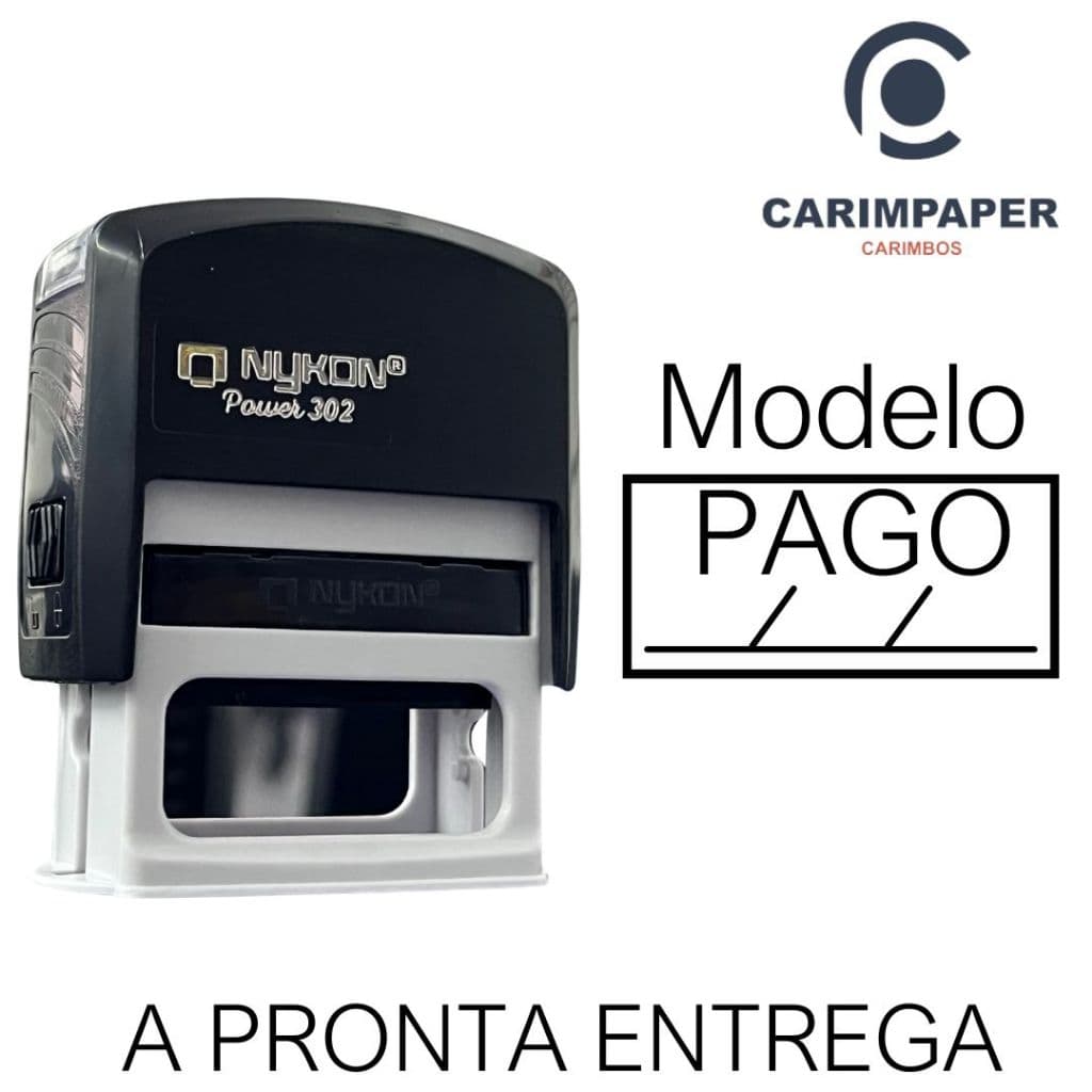 Carimbo Automático - Escrita Pago Com Data - ENVIO DIRETA