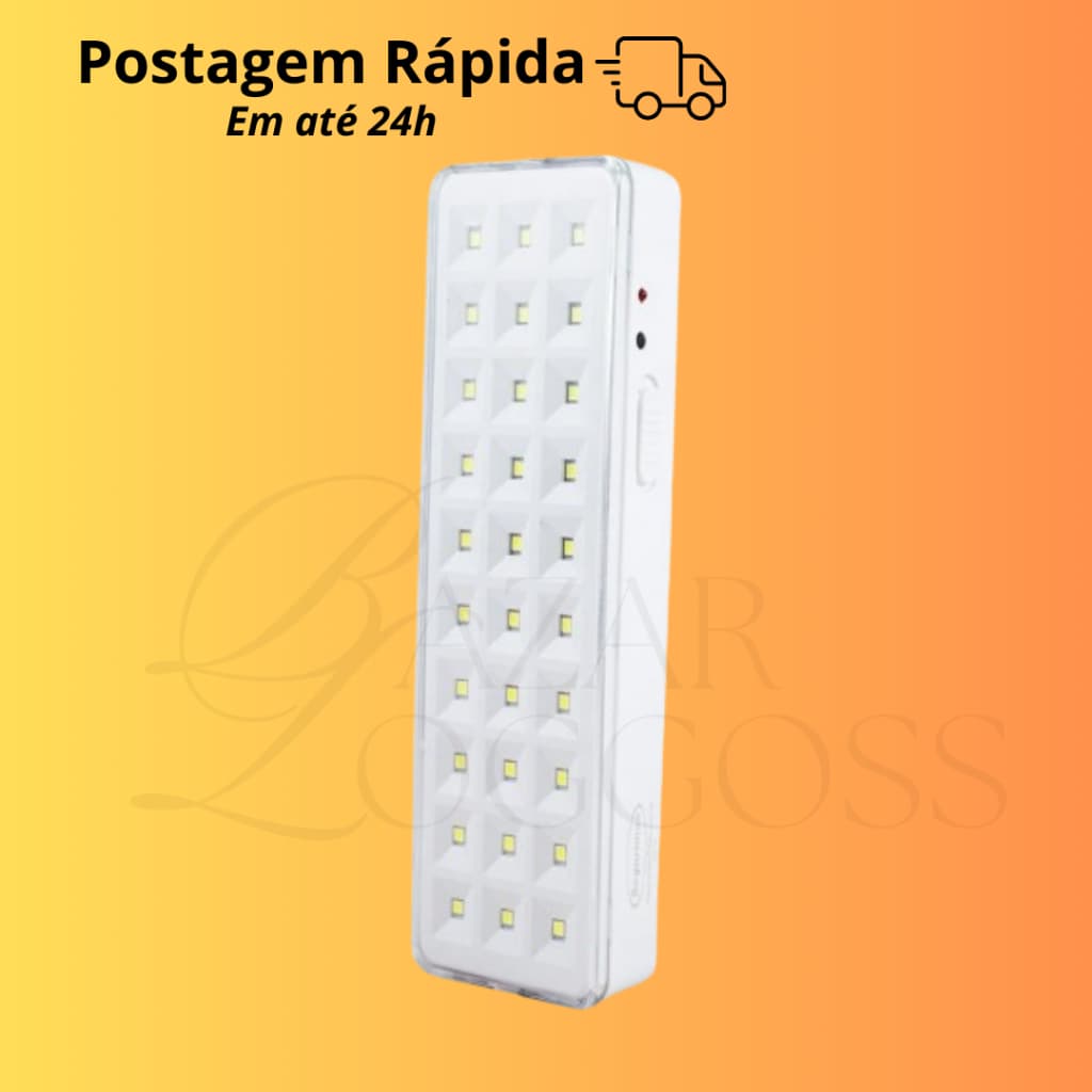 Luminária Luz Lâmpada De Emergência Recarregável 30 LEDs Bivolt 127v/220v