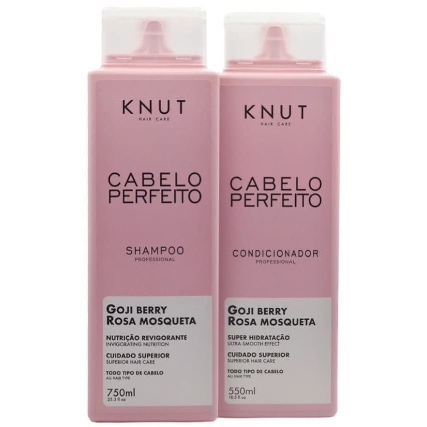 Kit Nutrição Revigorante Knut Cabelo Perfeito Goji Berry e Rosa Mosqueta Shampoo 750ml + Condicionador 550ml
