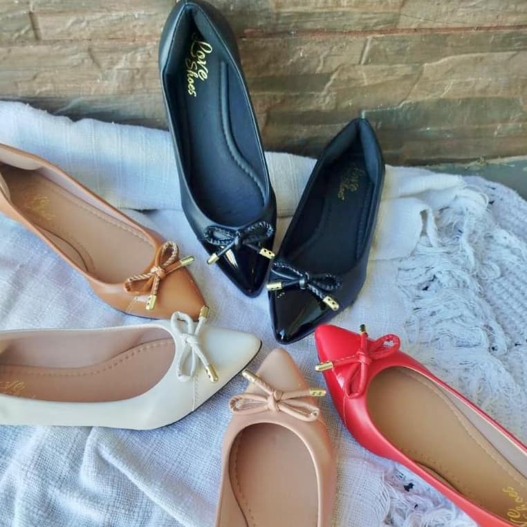 Sapatilha Feminino Bico Verniz Laço Love On Feet Shoes 34 Ao 40