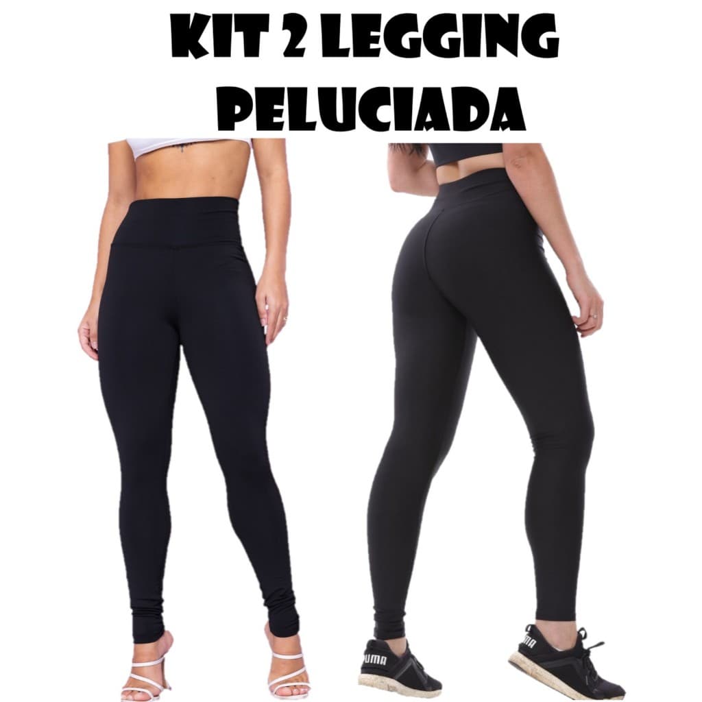 Combo 02 Legging Peluciada -  legg Flaneladinha Preta Básica