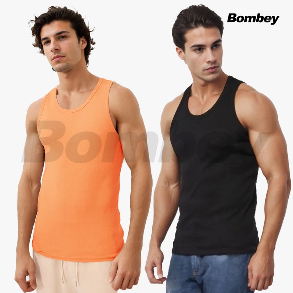 Kit 2 Regatas Masculina Preto + Variação Tank Modelo Americano Gringa Ribana Algodão e Elastano