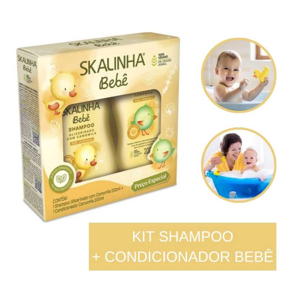Kit Skalinha Bebe Shampoo + Condicionador Para bebe 200ml Camomila Banho Sem Lagrimas