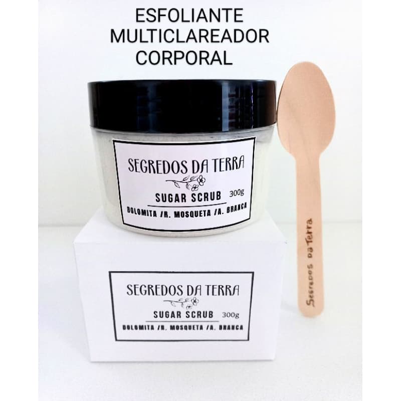 Esfoliante e Clareador Corporal, 300gr Dolomita, Rosa Mosqueta, Argila Branca, Água de Arroz, Potente