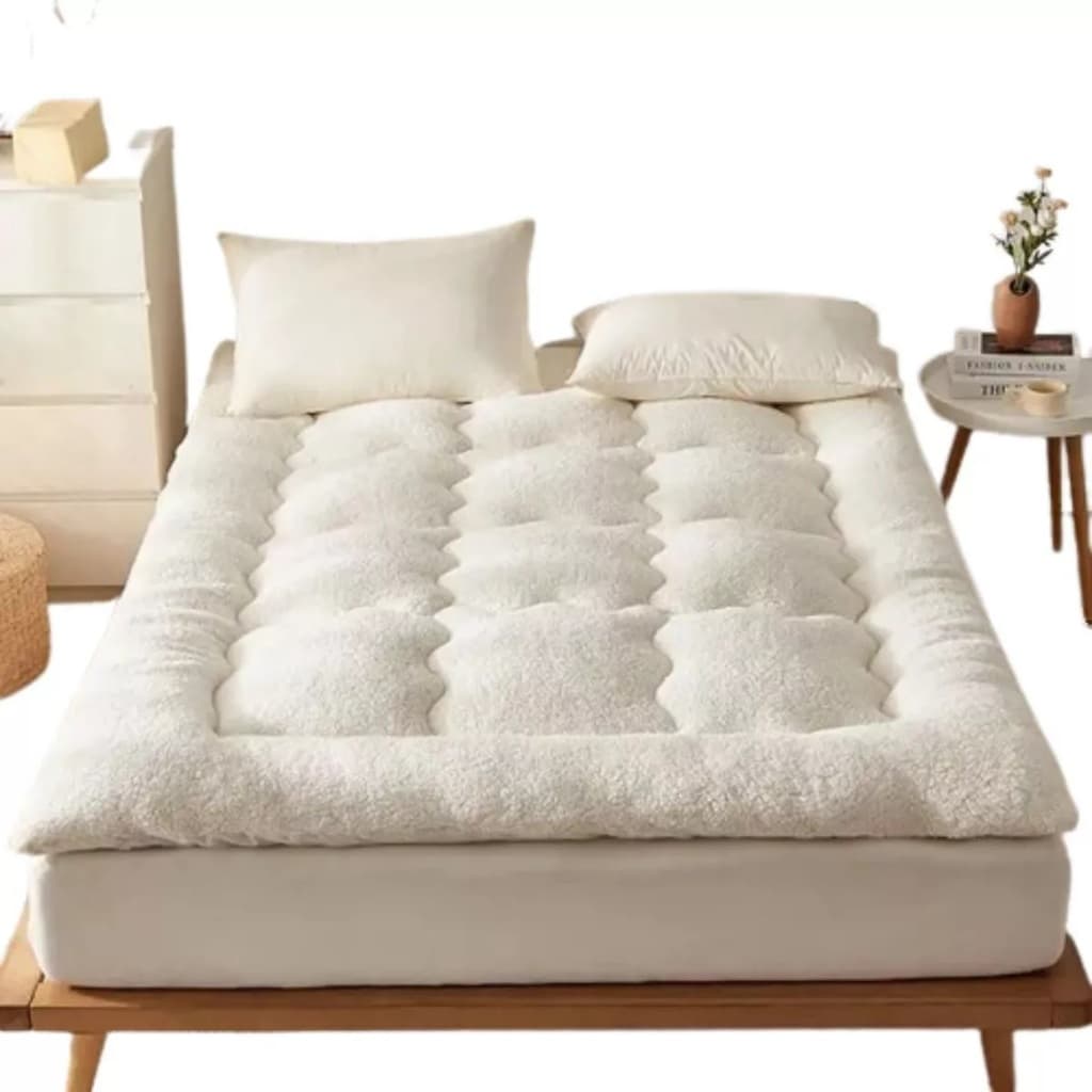 Pillow Top Protetor de Colchão Cama de Solteiro Silicone com Sherpa Pele de Carneiro