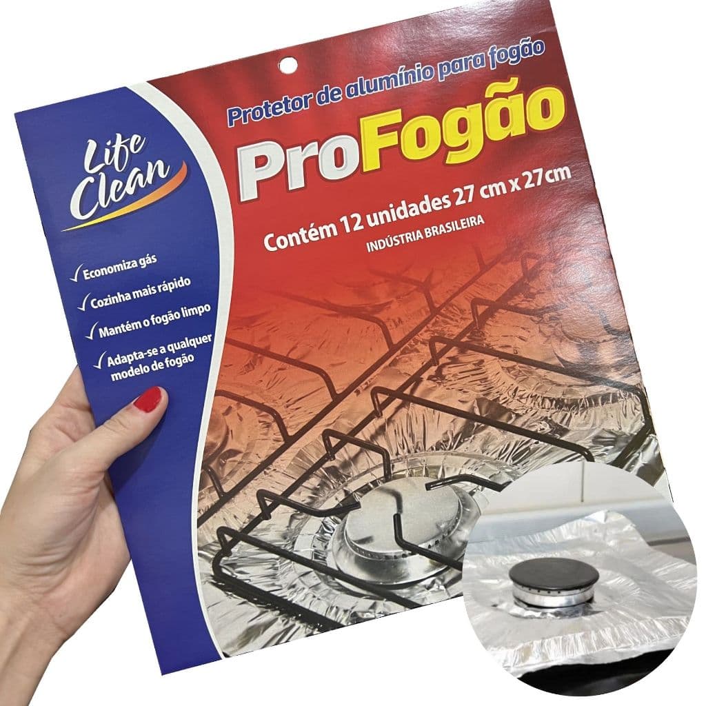 Forra Fogão com 12 unidades, Protetor de Fogão em Alumínio, 04 ou 06 bocas