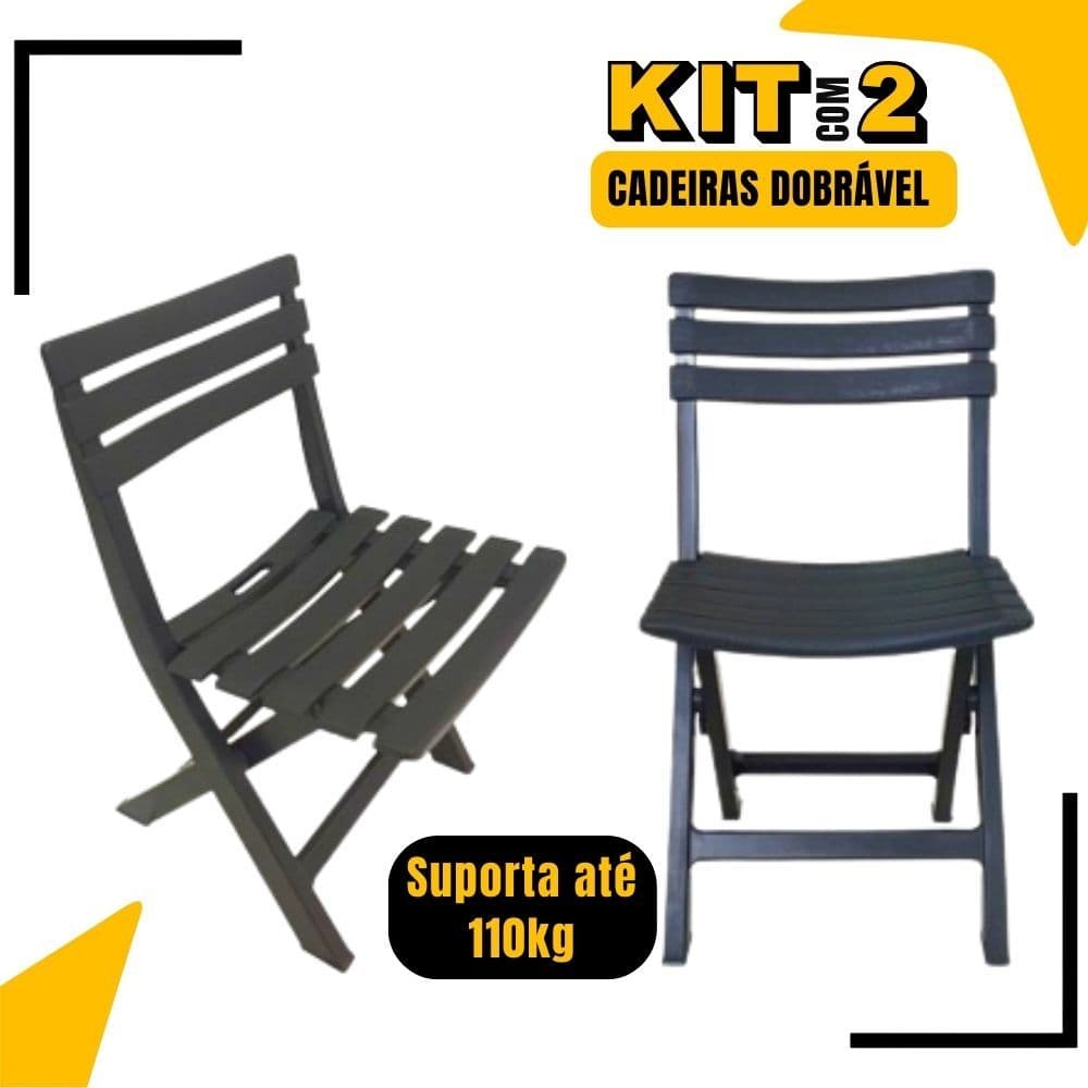 Cadeira Dobrável Área De Lazer Gourmet Sustentável Preta Suporta até 100kg
