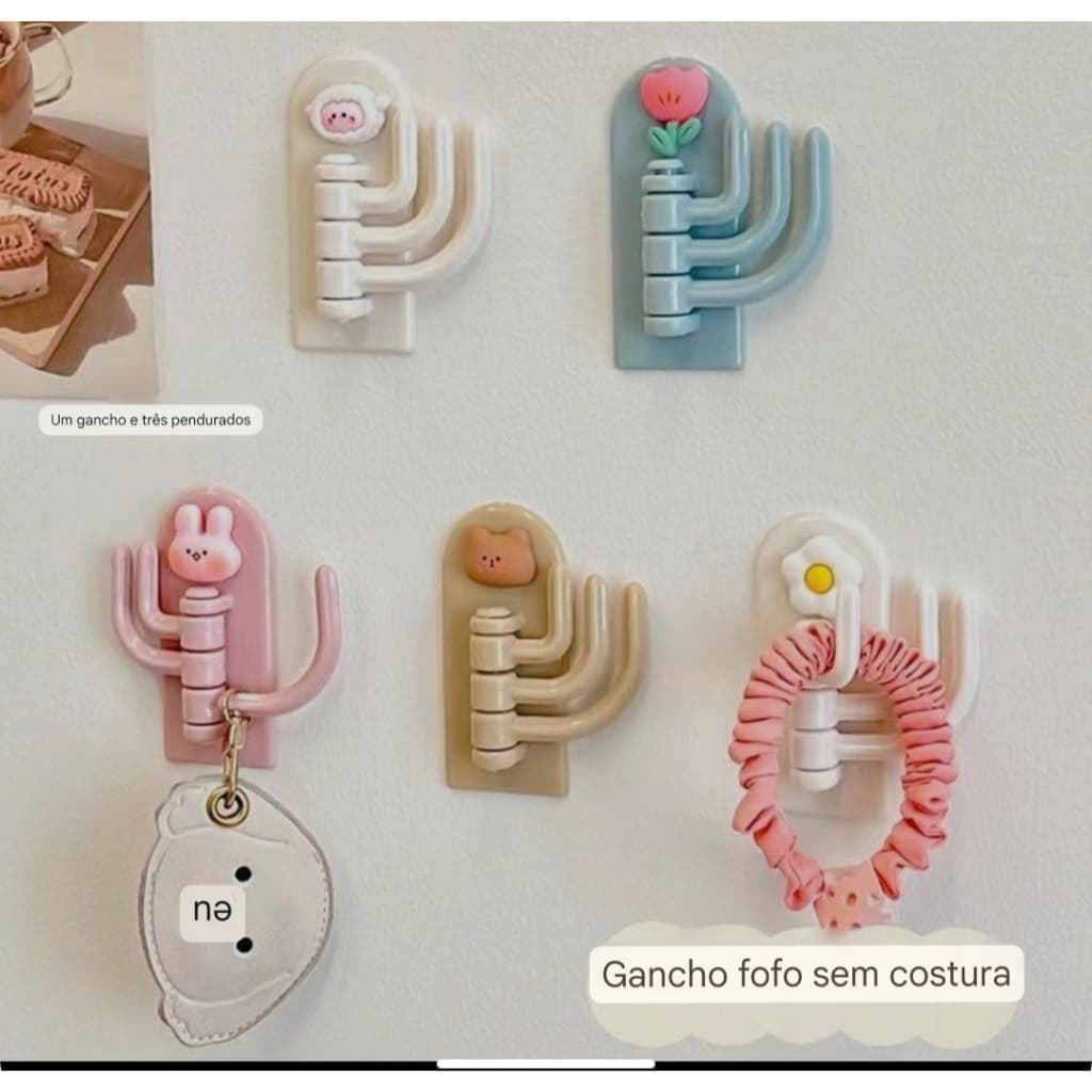 Kit com 2 Gancho com Desenho criativo/ SEM PERFURAÇÃO Multifuncional 180 ° Rotativa.