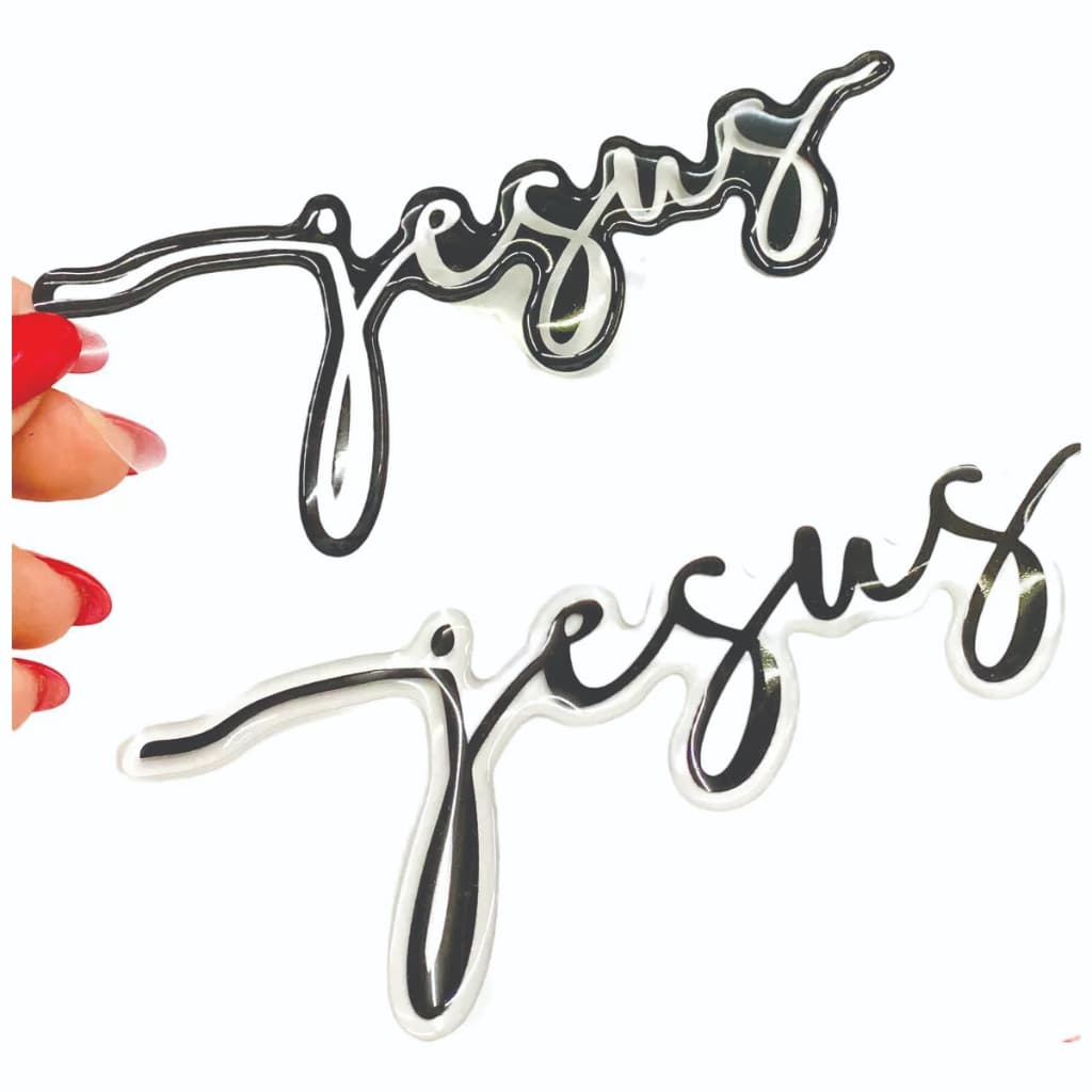Adesivo Resinado 02 Jesus P/ Carro Moto De Cor Clara Branco