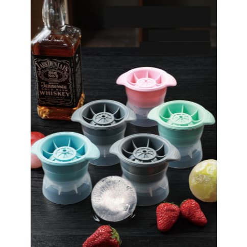Forma de Gelo Esférico Bola em Plástico Transparente e Silicone Colors Para Bebidas, Whisky Drinks - SAZ