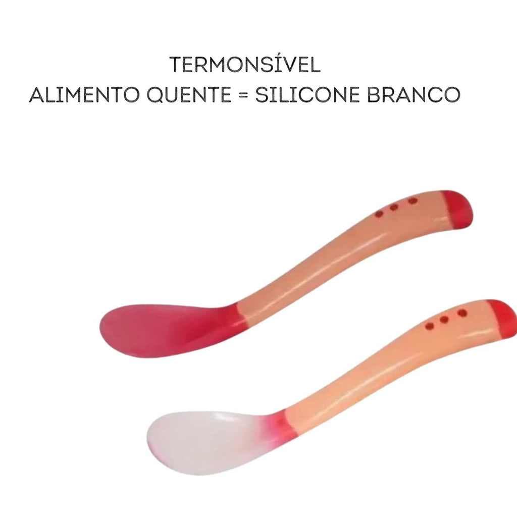 Kit Colher Termo Sensível Infantil Para Bebe Proteção Silicone Introdução Alimentar Criança