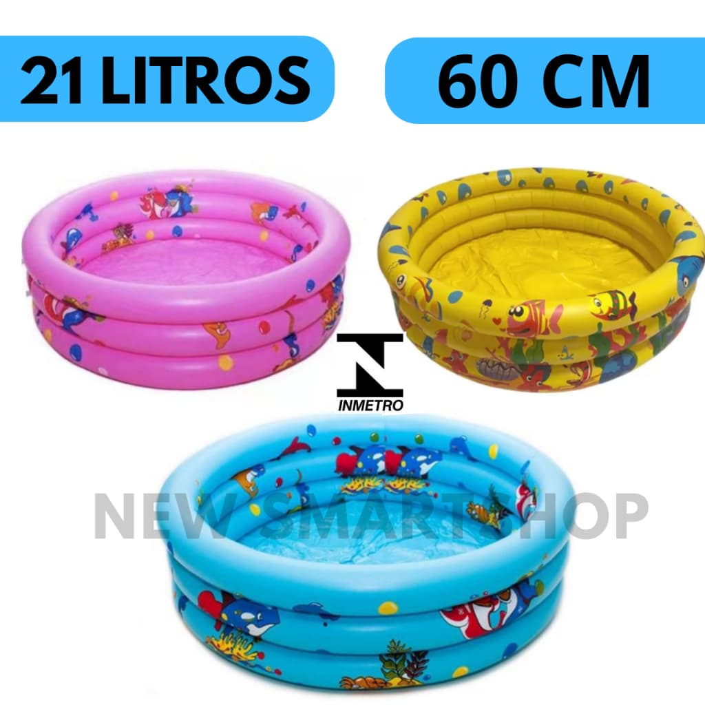 Piscina Inflável Infantil 60cm 21 Litros Criança Bebê Verão Praia Piscina Jardim