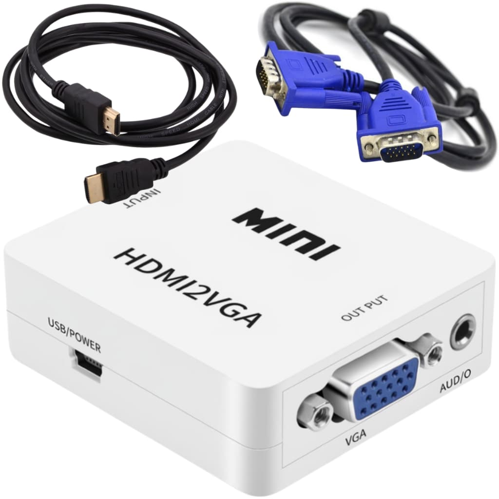 Mini Adaptador Conversor HDMI Para VGA Com Cabo HDMI E VGA Resolução 1080p
