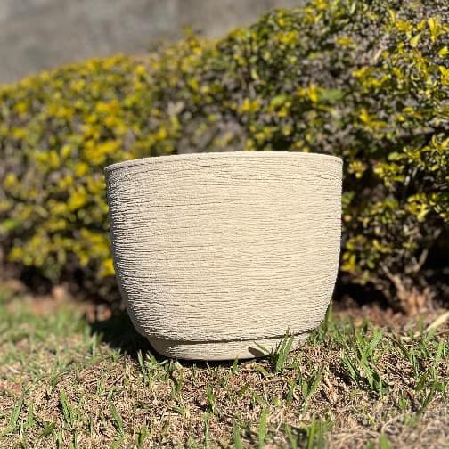 Vaso Decorativo Elegante Para Plantas Bojo Redondo Escovado C/ Prato Decoração Sala Jardim