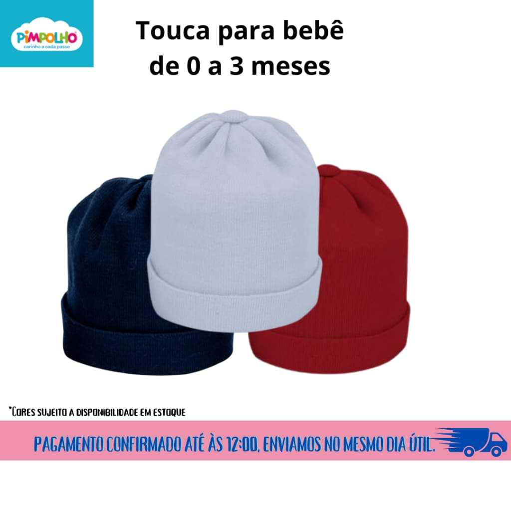 Touca para bebe menino e menina de 0 a 3 meses - Gorro infantil bem quentinho