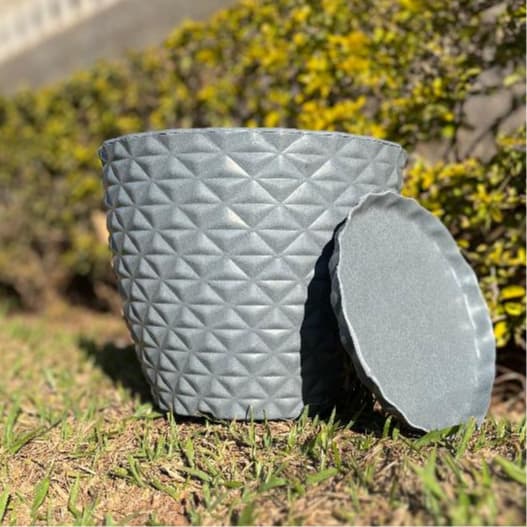 Vaso Decorativo Para Plantas Bojo Diamante PP C/ Prato Decoração Elegante Para Sala Escritório