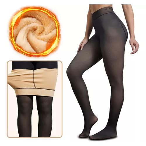 Meias-Calças Térmicas Forradas De Lã Translúcida Espessa Translúcidas Super Elásticas Femininas De Inverno Quente