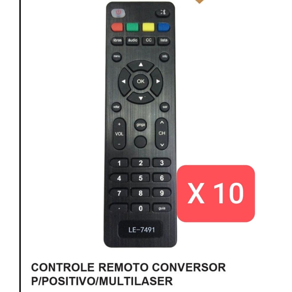 kit 10/6 Controle Remoto Conversor Positivo E Multilaser le-7491