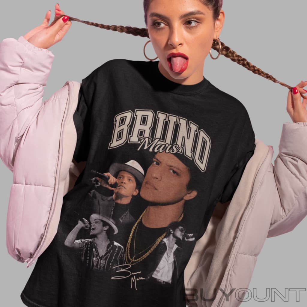 Camiseta Algodão Unissex Tshirt Bruno Mars Grafic Tee Vintage 90'