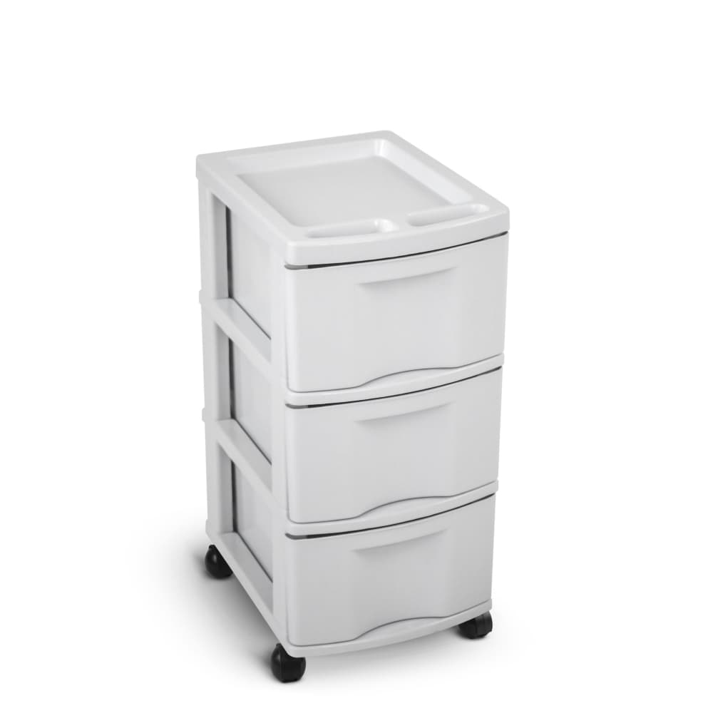 Gaveteiro Plástico TODO Branco 3 Gavetas com Rodinhas AGRAPLAST Cod 931