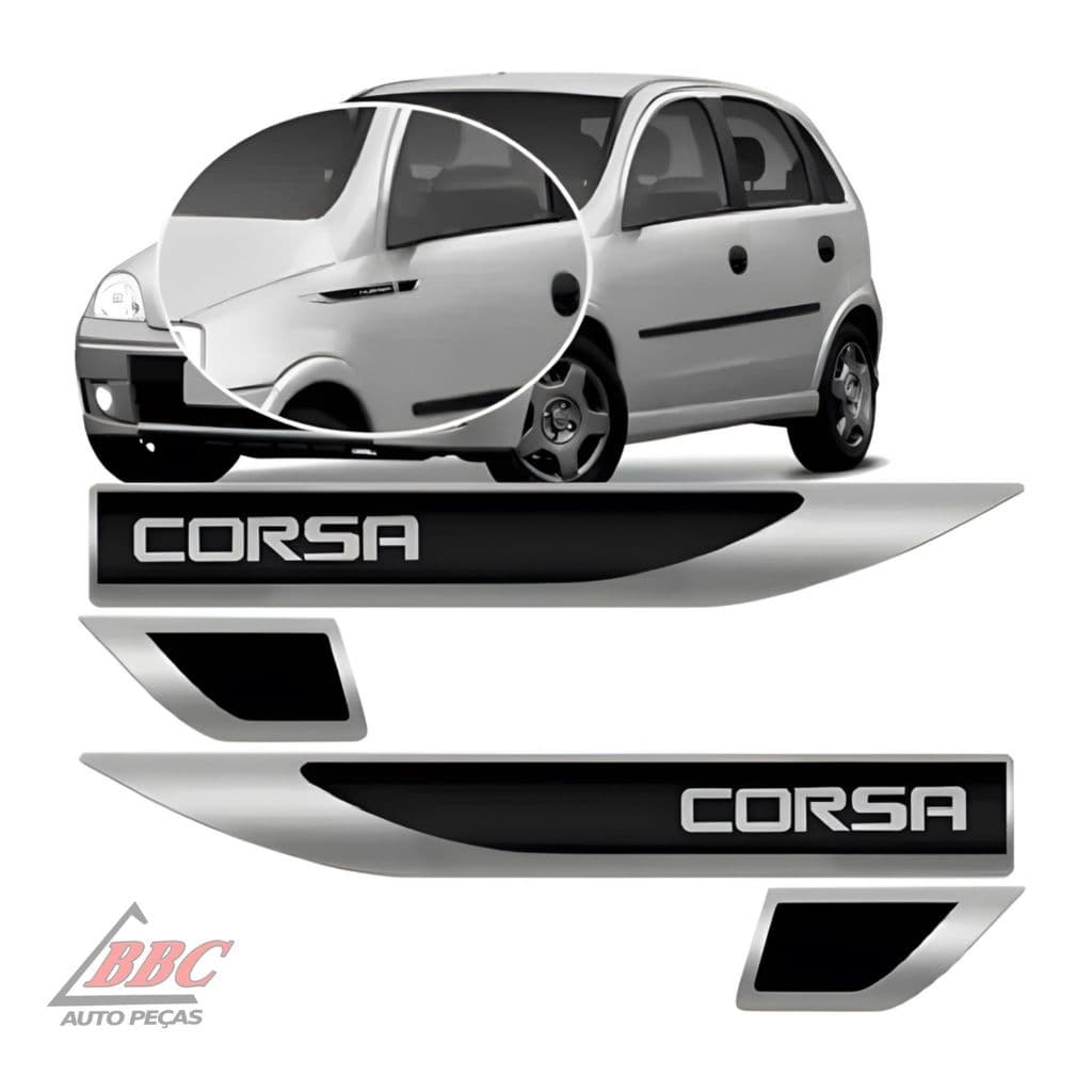 Par Emblema Lateral Resinado Aplique Adesivo Paralama Porta CORSA TODOS