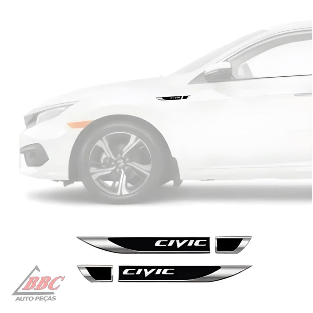 Par Emblema Lateral Resinado Aplique Adesivo Paralama Porta HONDA Civic