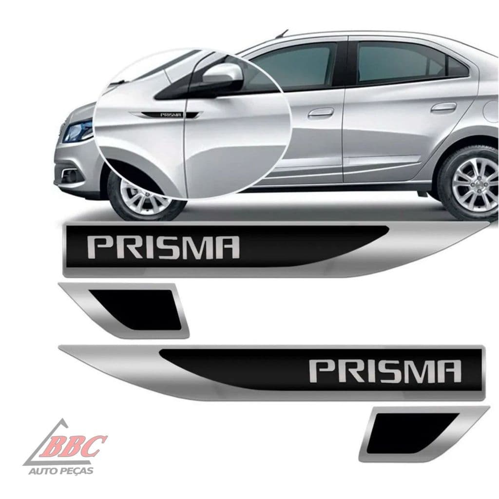 Par Emblema Lateral Resinado Aplique Adesivo Paralama Porta GM Prisma