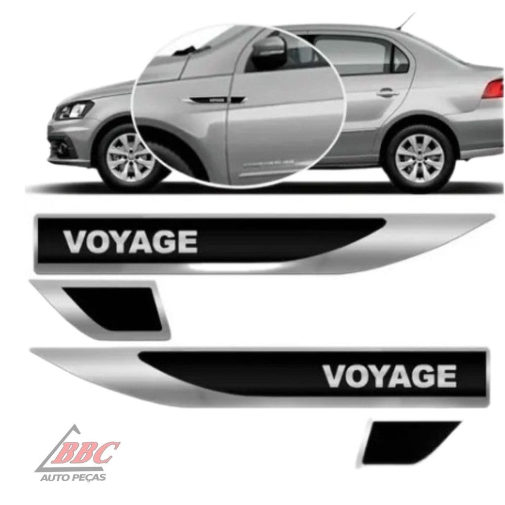Par Emblema Lateral Resinado Aplique Adesivo Paralama Porta VOYAGE TODOS