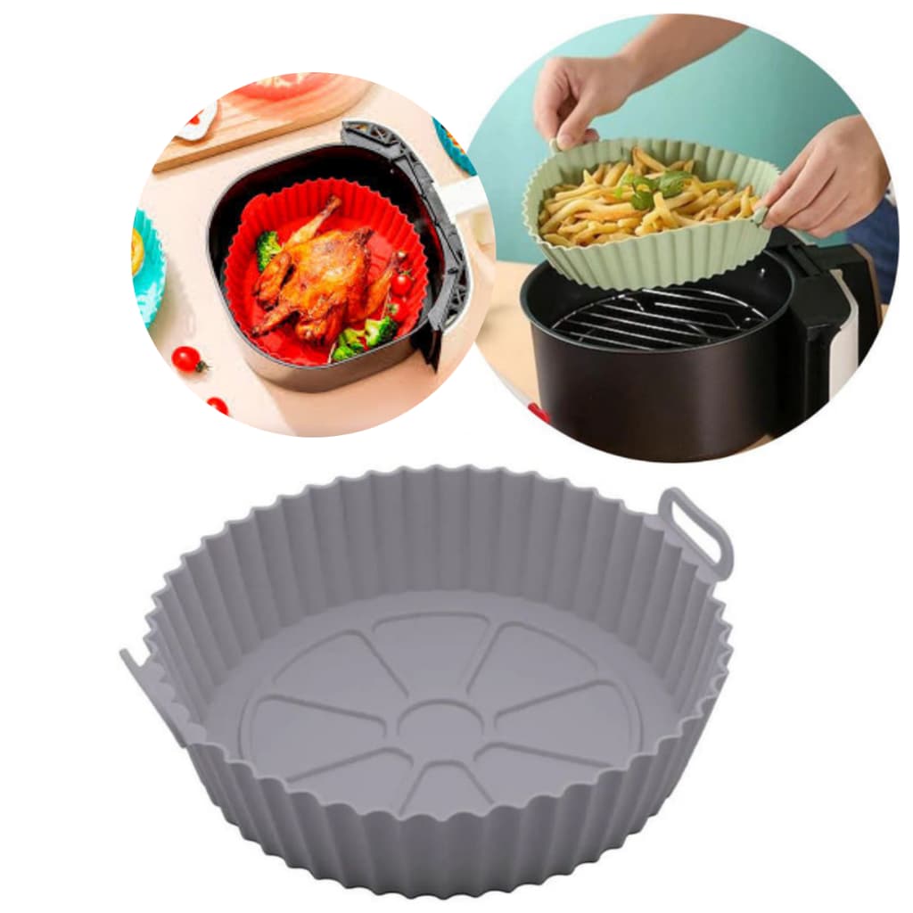 Kit 3, 5, 10 Forma De Silicone Air Fryer Forno Microondas Reutilizável Antiaderente Flexível Lavável