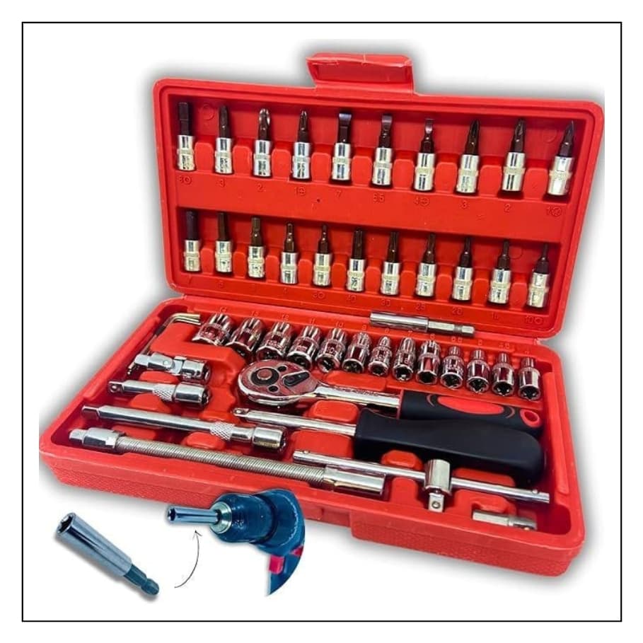 Kit Ferramentas 40 Peças Jogo De Soquetes Chave Catraca Reversível Com Maleta Jogo De Ferramentas Completo