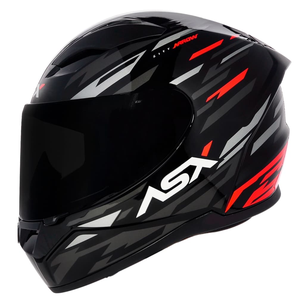 CAPACETE ASX CITY BRILHO ARROW PRETO/GRAFITE/VERMELHO
