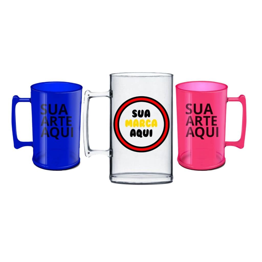 20 Caneca Chopp De Acrílico Personalizada Com Seu Tema 500ml