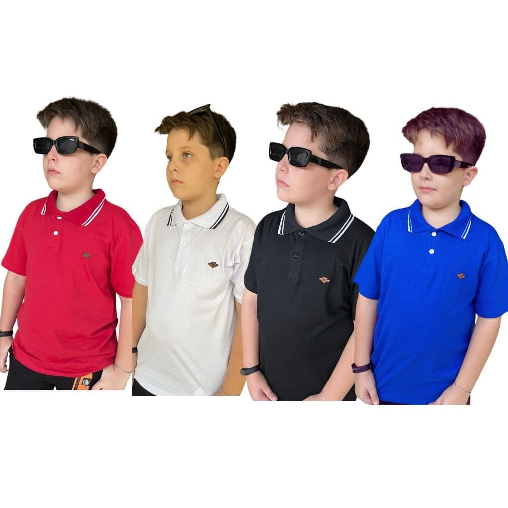 Camisetas Gola Polo Menino Infantil Juvenil Masculina  Camisa Manga Curta Tamanho 2 ao 14 anos