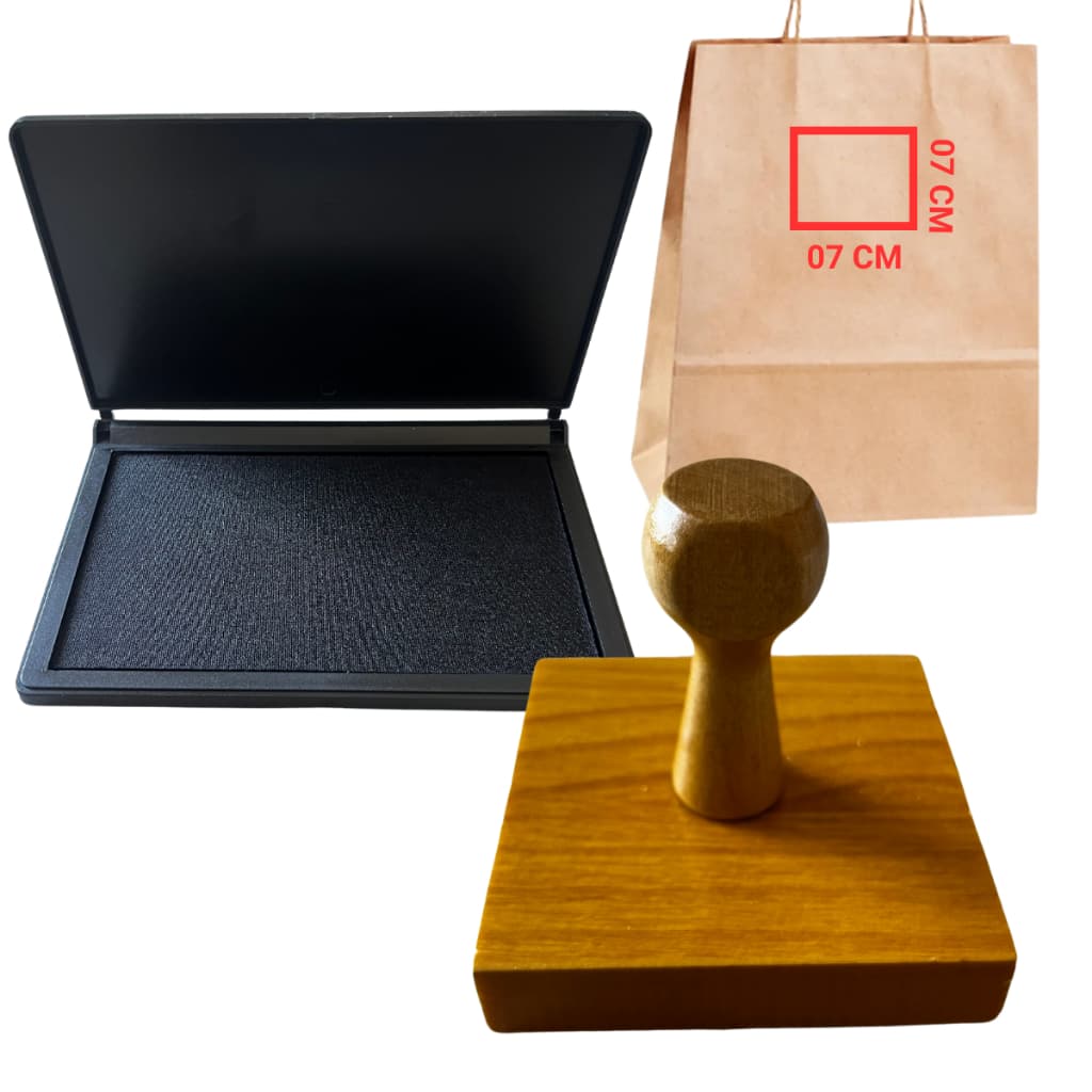 Carimbo Personalizado de Madeira 07X07 + Almofada (kit)
