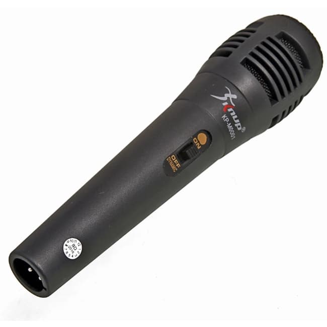 MICROFONE COM FIO DINÂMICO KNUP MODELO KP-M0001 PRETO - CABO DE 1M - FREQUÊNCIA 80Hz - 15KHz - P10
