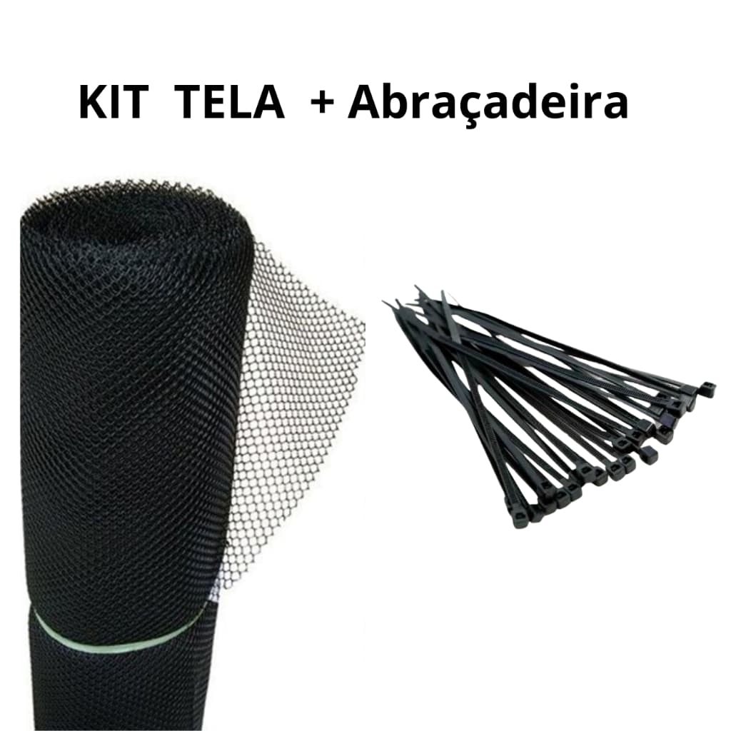 Tela de Proteção Preta + 100 Abracadeiras Nylon Enforca Gato Preto
