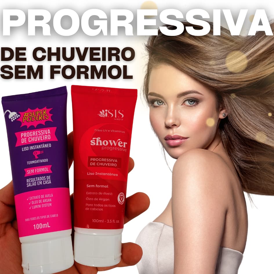 1 Progressiva de Chuveiro 100ml Salão em Casa: Máscara Capilar Progressiva Super Poderes para Fios Incríveis!