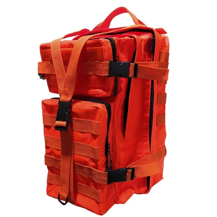 Mochila Operacional R&Z 30L Laranja — 5 Compartimentos, Impermeável e Modular | Defesa Civil/Socorrista