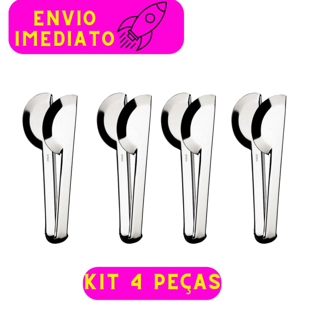 Kit 04 Pegador Universal Aço Inox 04 Peças Saladas Massas Churrasco Alta Qualidade e Resistencia