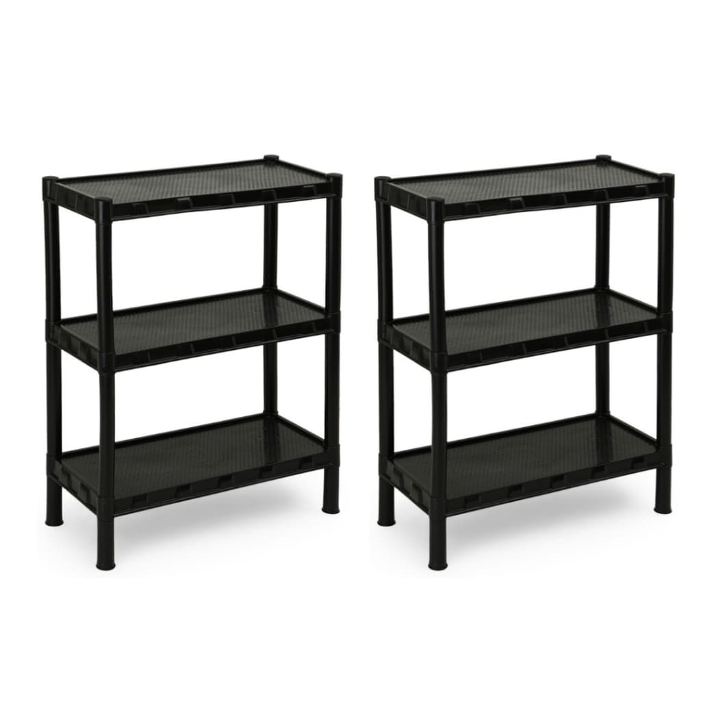 Kit Com 2 Estantes Prateleira Multiuso Modular Organizadora Plástico com 3 Prateleiras - COM PEZINHOS