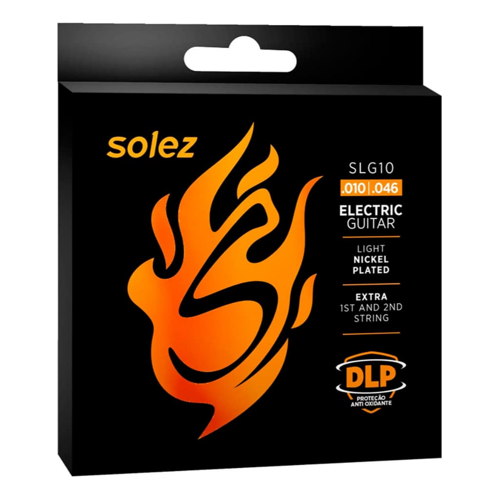Encordoamento Cordas Guitarra Solez 010 Slg10 Mi E Si Extras