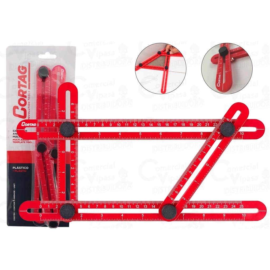 Régua Gabarito Angular Multifuncional Plástico Cortag