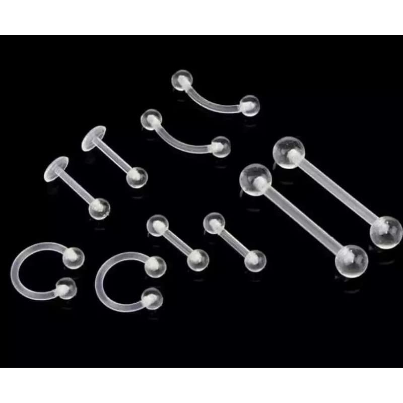 Kit 10 Piercing Silicone Transparente Flexíveis