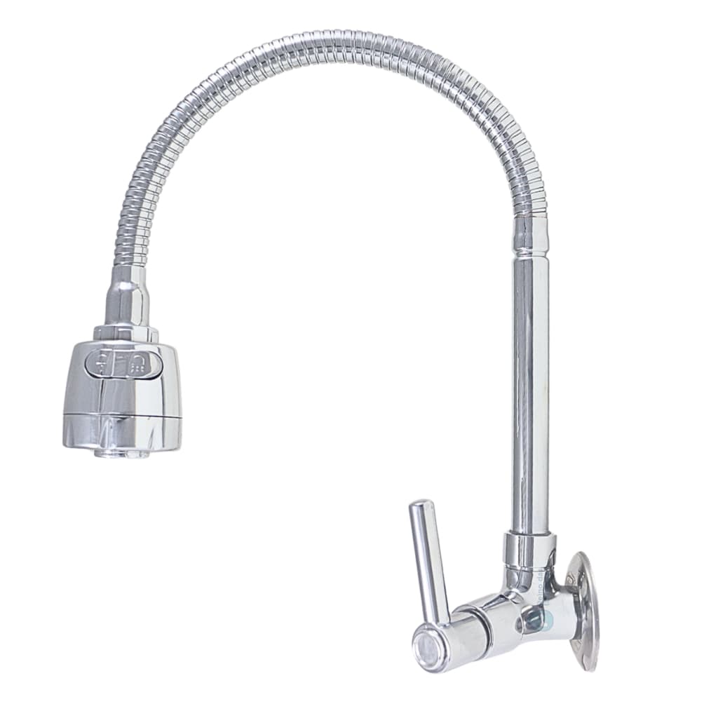 Torneira Flexível Parede Gourmet Cromada Jato Duplo