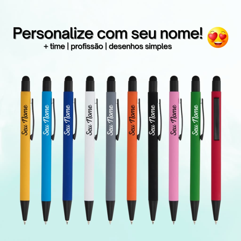 Caneta Personalizada Metal Touch - Nome, Logo, Profissão, Time