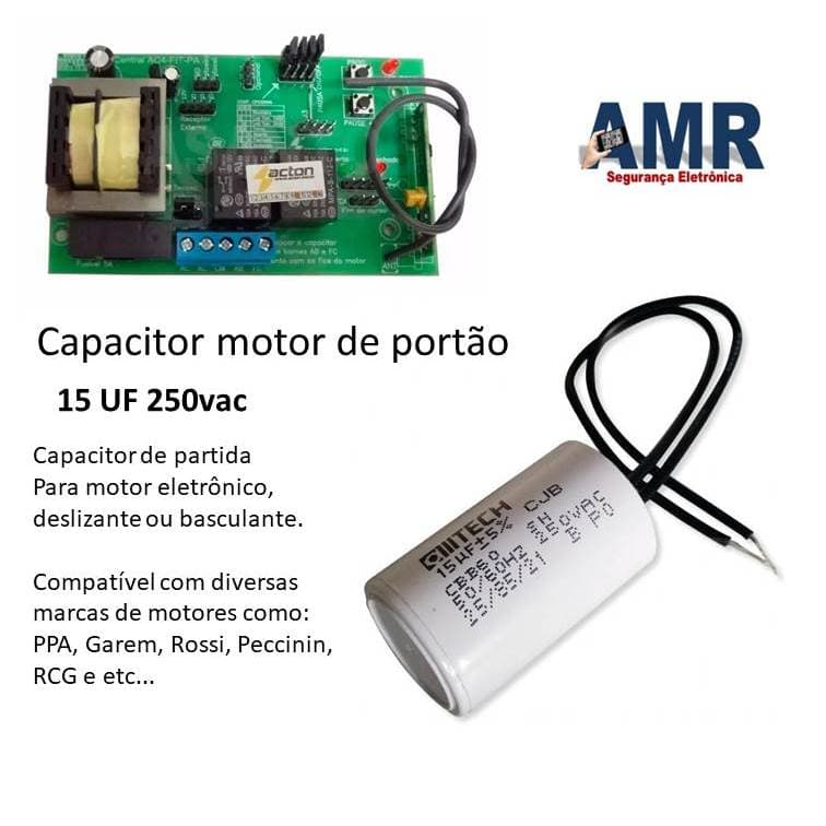 Capacitor 15uf 250v 2 Fios Portão Eletrônico, máquina de lavar