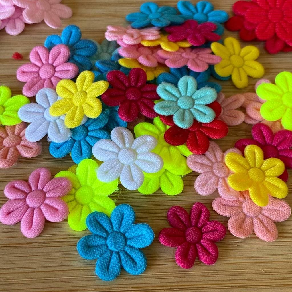 Mini Flor De Tecido 20mm Prensada Com 50 Unid Ou Mais- Aplique Para Laço- Laceira-festa Jardim