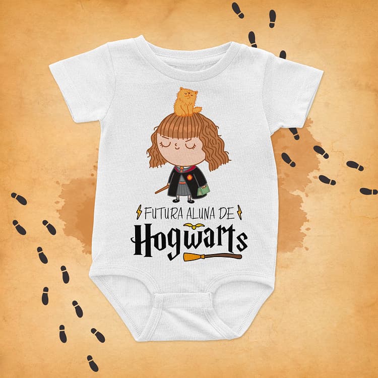 Roupa Body Bebê Personalizado - Futuro Aluno de Hogwarts - Hermione